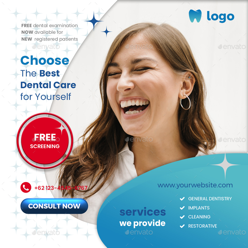 Dental Social Media Post Template, Web Elements | GraphicRiver